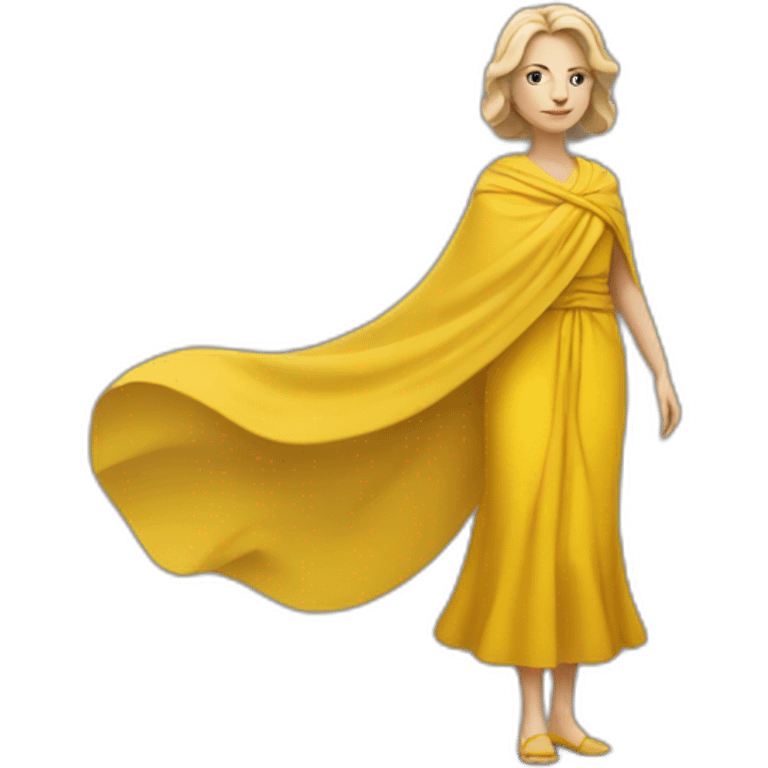 a white woman in a yellow shawl in full growth emoji