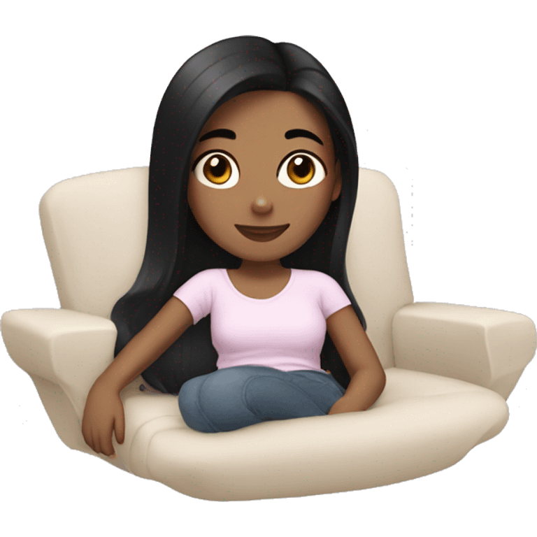 Girl with black hair relaxing  emoji