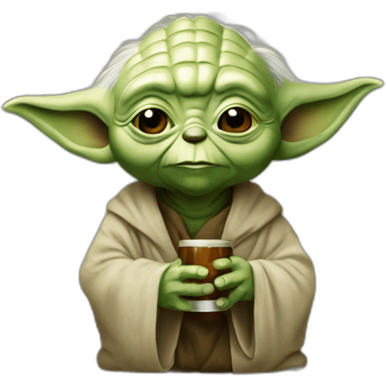 Yoda buvant une bierre emoji