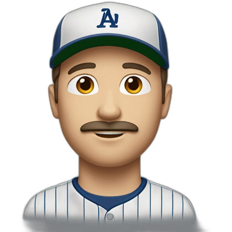 white man with brown hair and baseball cap and mustache emoji