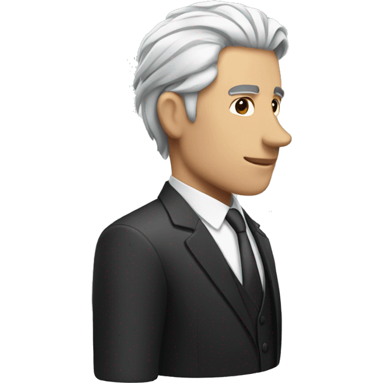 men having white and black hair with suit emoji