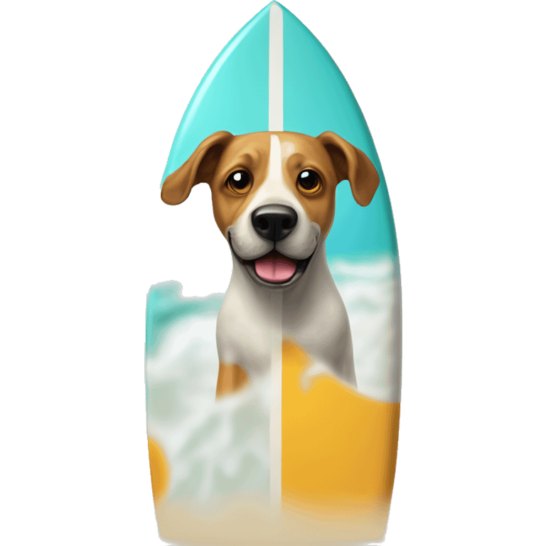 Hund der aus einem surfboard steht emoji