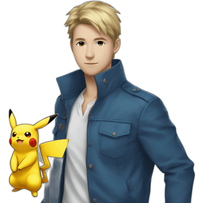 Pikachu fusionner avec Dracofeu bleu évolution emoji