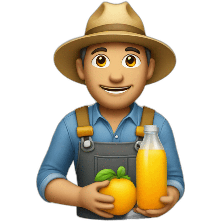 farmer with hat and juice bottle emoji