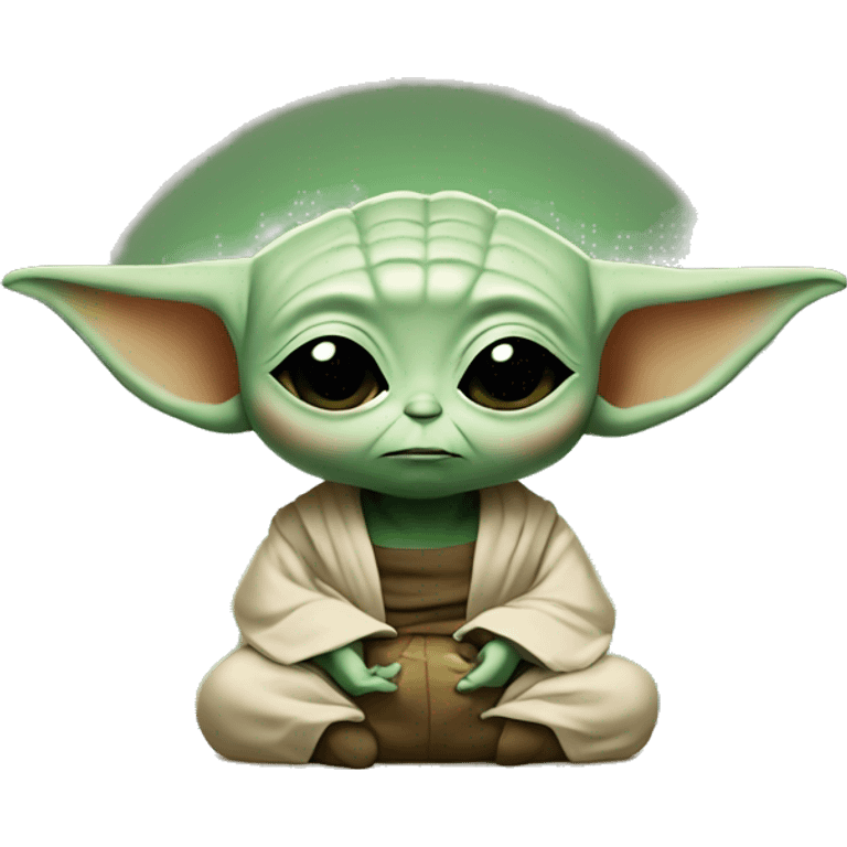 baby yoda with closed eyes meditating emoji