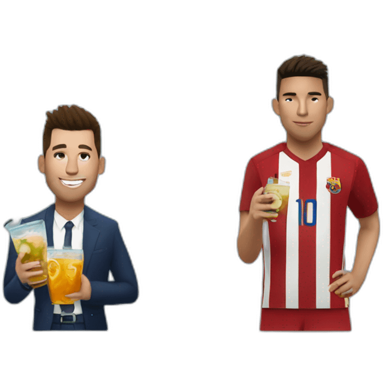 Ronaldo and messi drinking iced tea emoji