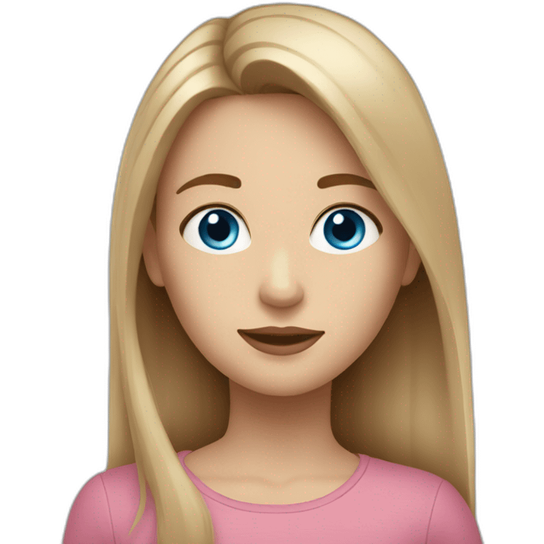 Straight brown hair girl and child with blonde hair and blue eyes emoji