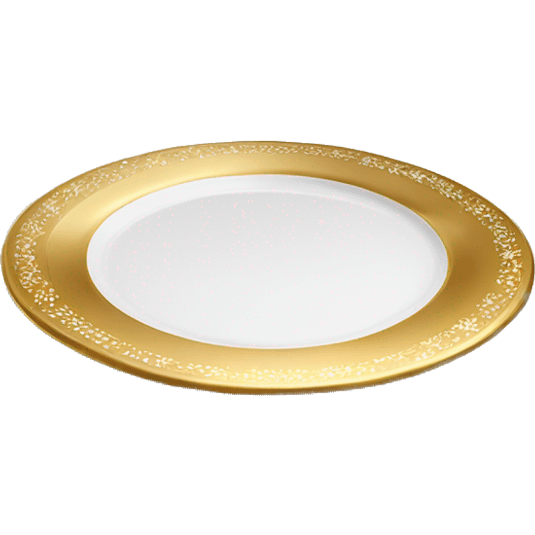 Realistic lying flat empty gold christmas charger plate. emoji