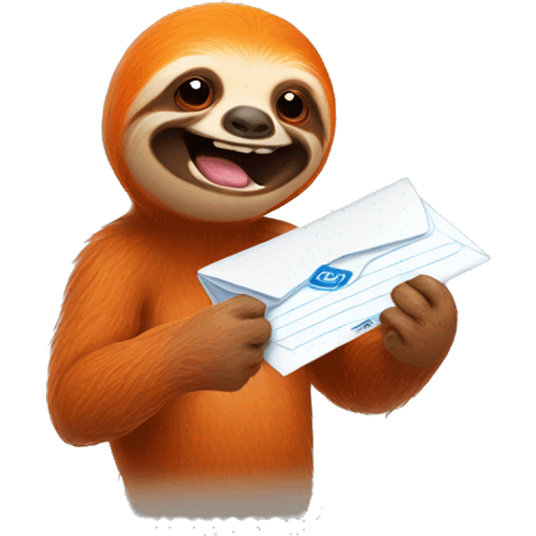 orange sloth receiving mail emoji