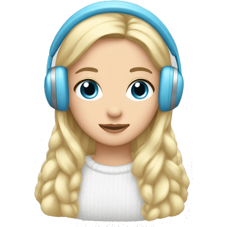 long blonde hair blue eyed girl wearing winter white earmuffs emoji