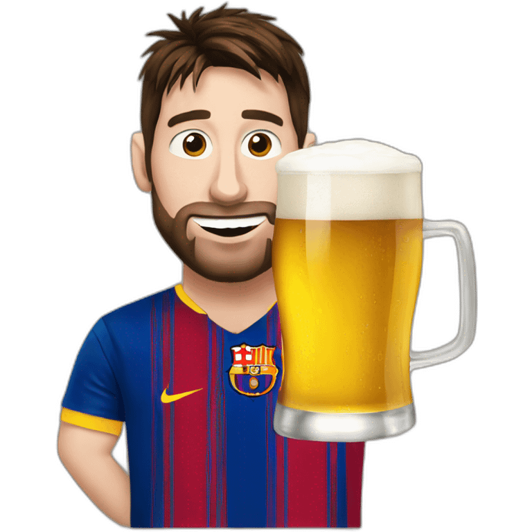 Messi with a bier emoji