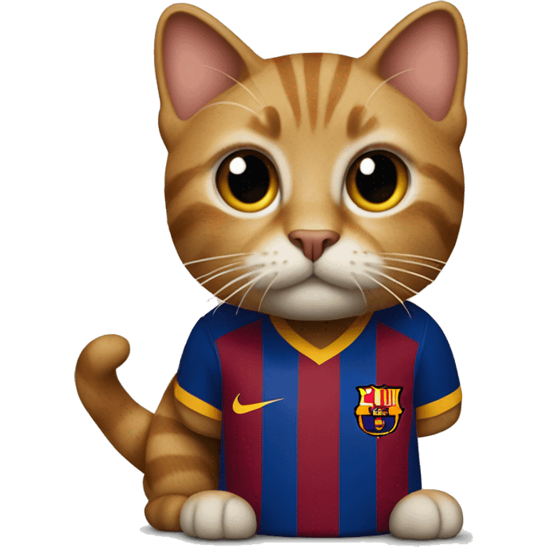 cat wearing a barcelona fc jersey emoji