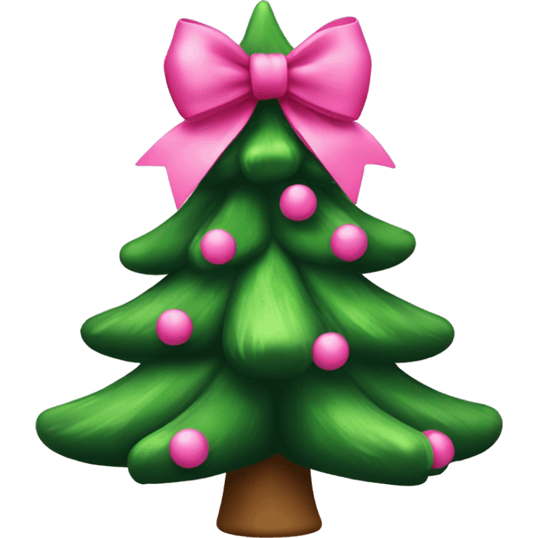 Christmas tree with pink bow emoji