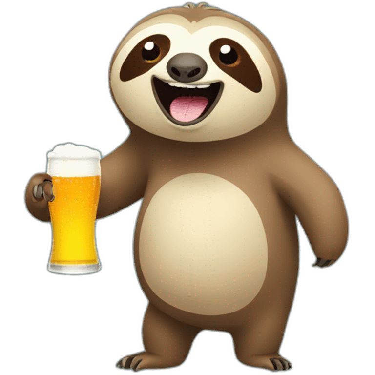 sloth cheering with beer glass emoji