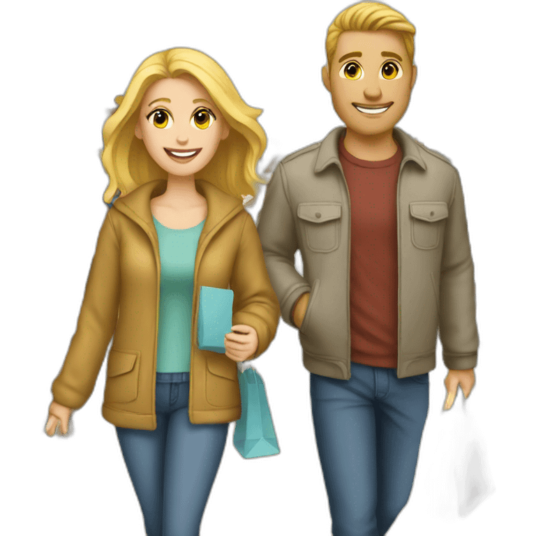 white couple shopping together emoji