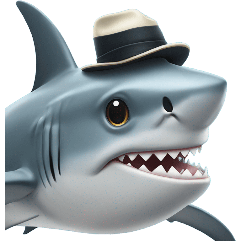 Shark with captains hat emoji