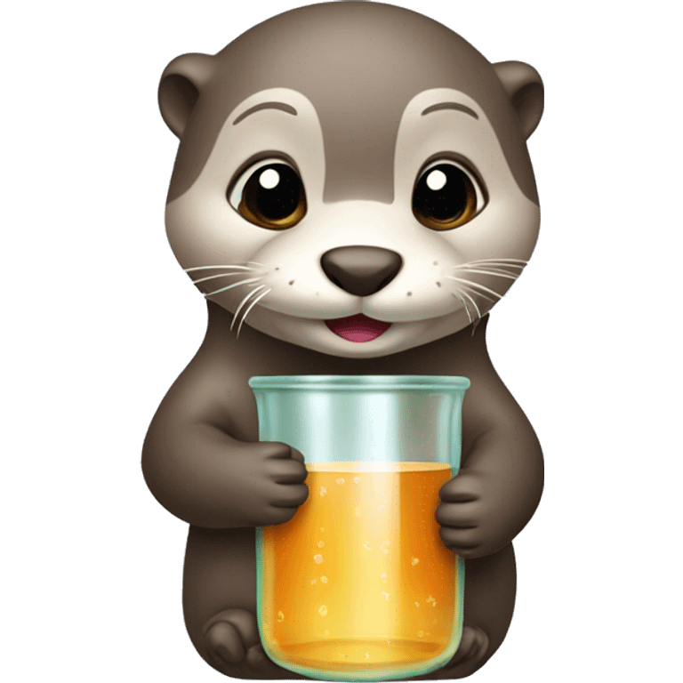 Cute otter holding beaker emoji