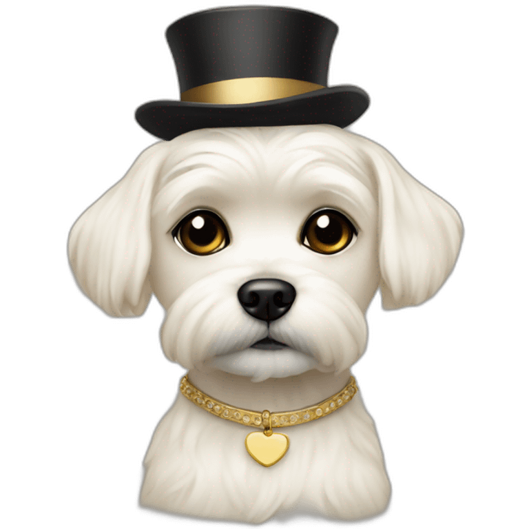 Creme Maltese with black eyes and people collar emoji