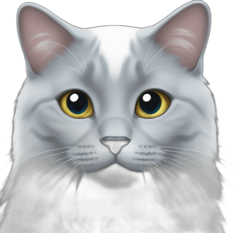 russian blue cat with white tuxedo fur emoji