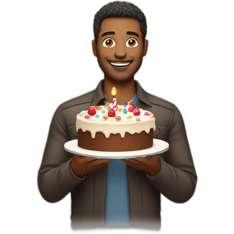 Man holding cake for birthday  emoji