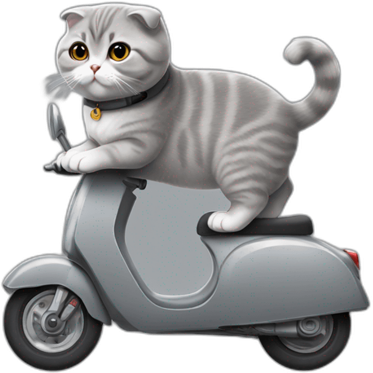 grey Scottish fold on a scooter grey emoji