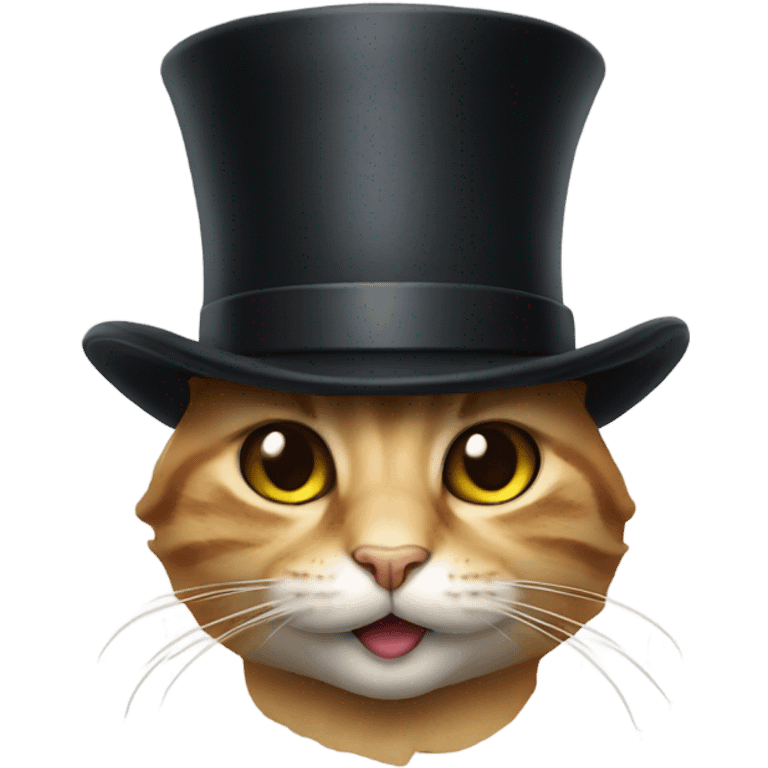 Cat smiling wearing a tophat emoji