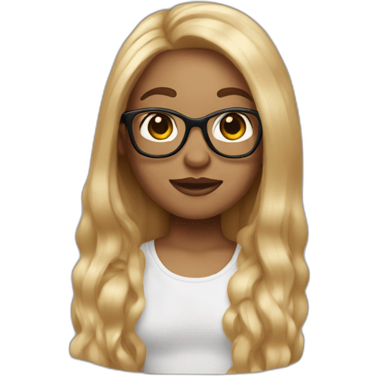 memoji, light skin, glasses, straight long hair emoji