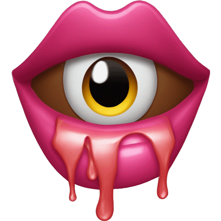 Lipstick with eyes and it’s crying emoji