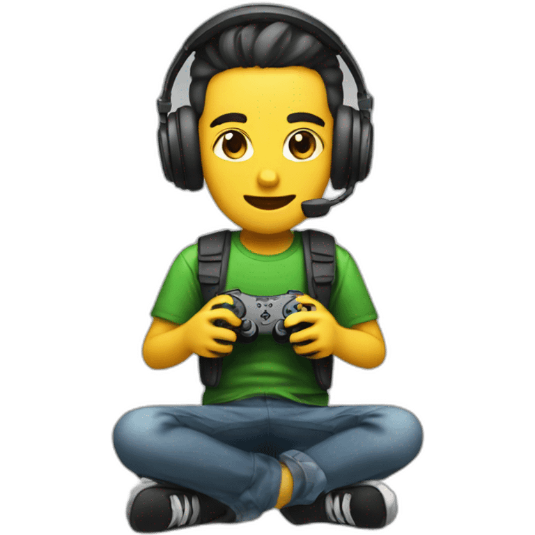 A gamer play with gamer setup emoji