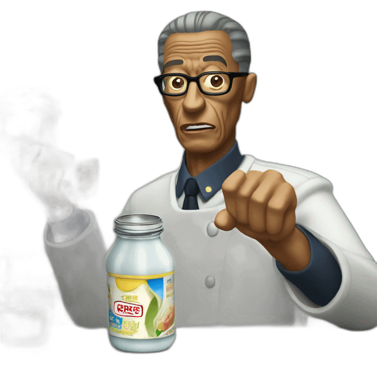 Angry Gus fring pointing jar of mayonnaise emoji