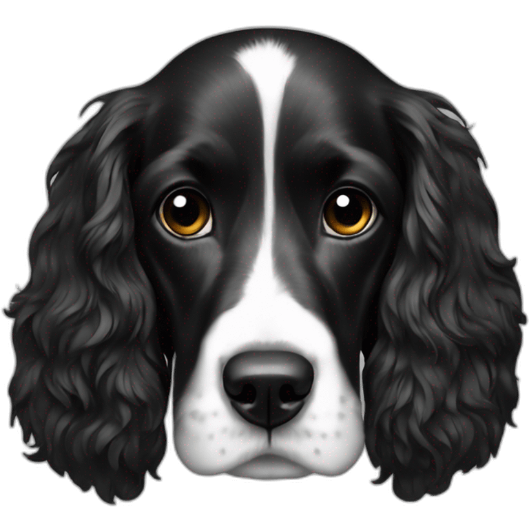 cocker spaniel black white thin white line head emoji