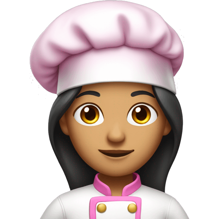 Long black hair olive skin chef with pink and gold clothes emoji