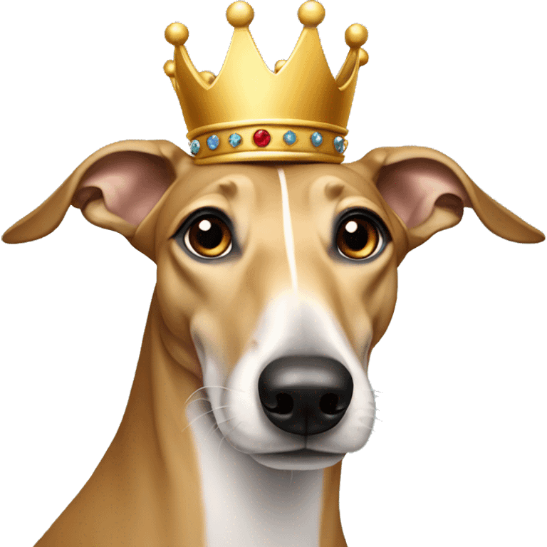 tan Greyhound with a crown emoji