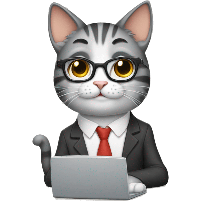 A geek cat doing computer things emoji