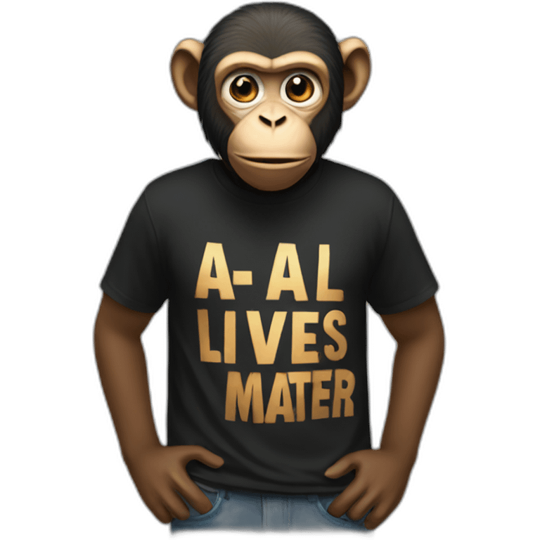 A monkey with a black lives matter tshirt emoji