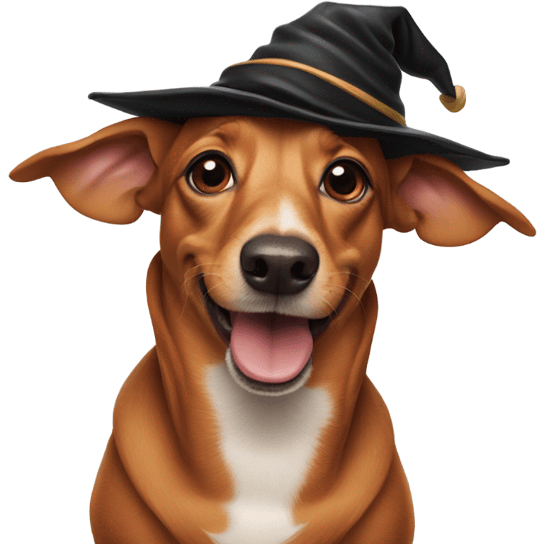 Sausage dog wearing Harry Potter hat emoji