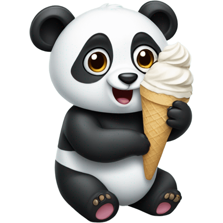 Panda eating ice cream emoji