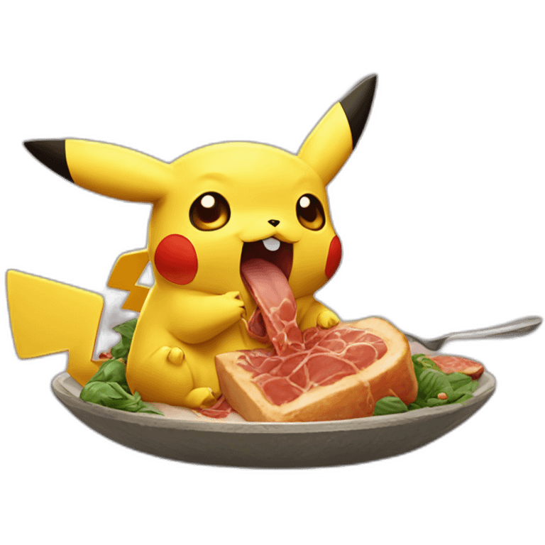 Pikachu eating Salamech emoji