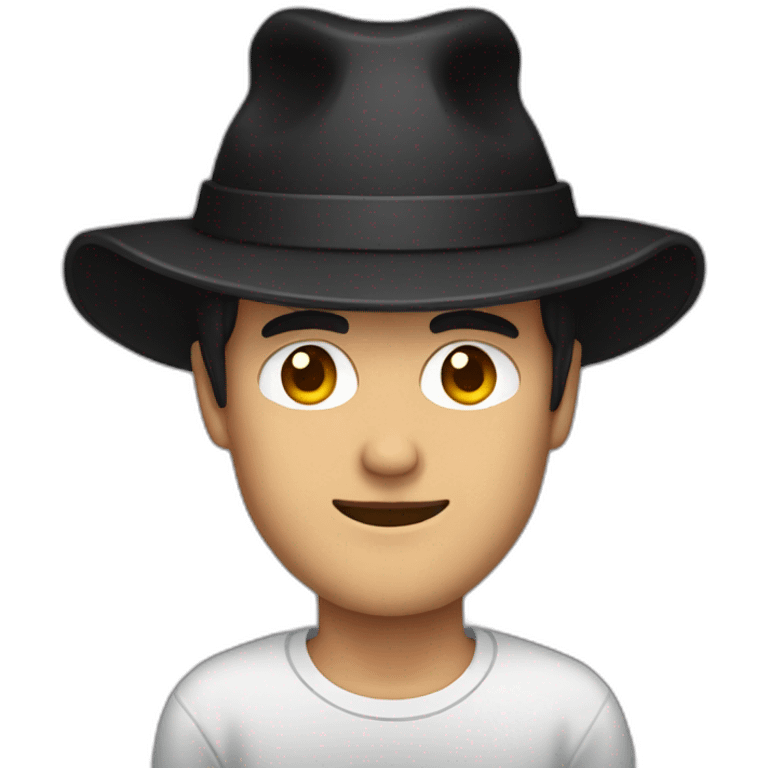 pixel art guy wearing a black hat emoji