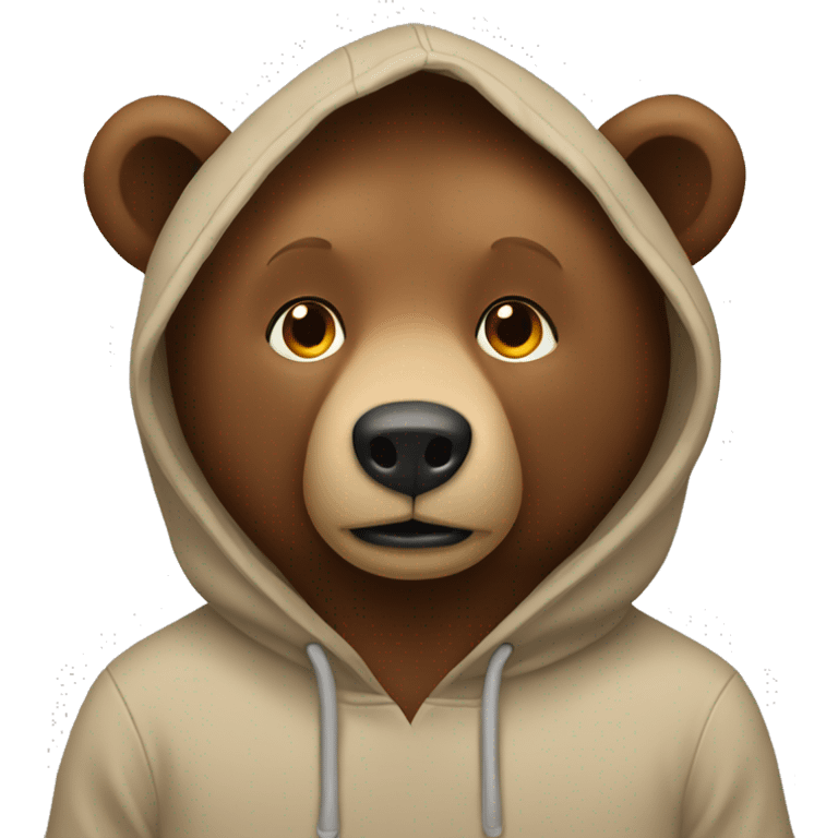 brown bear wearing a beige hoodie emoji