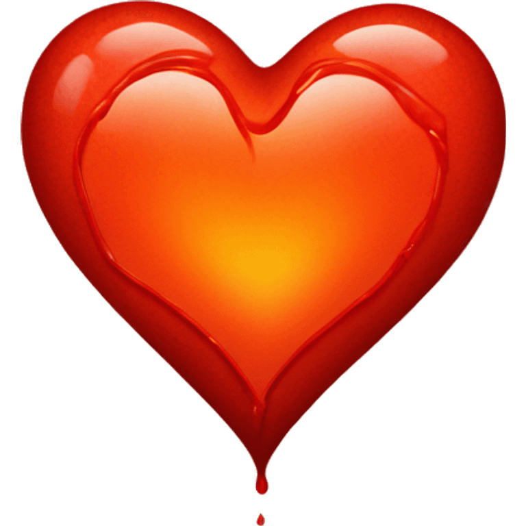 bleeding red heart shape glowing red-orange emoji