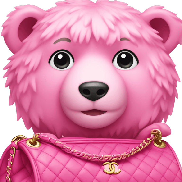 pink bear in chanel bag  emoji