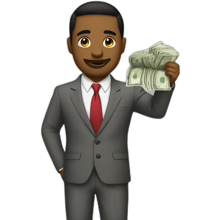 television con traje y dinero emoji