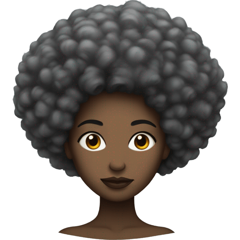 visage femme noir avec gros cheveux afro  emoji