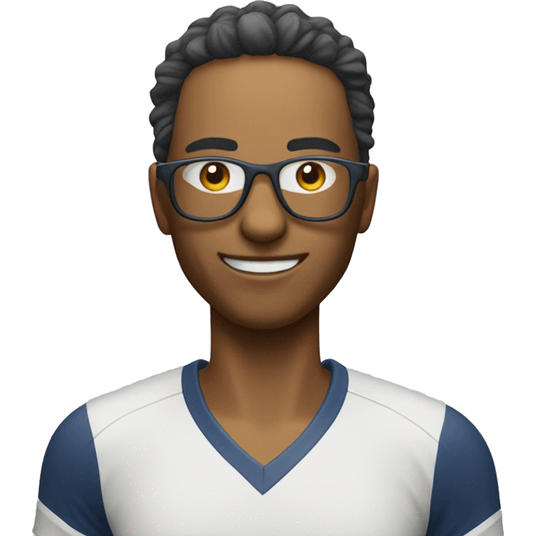 una persona daltónica con lentes jugando tenis emoji