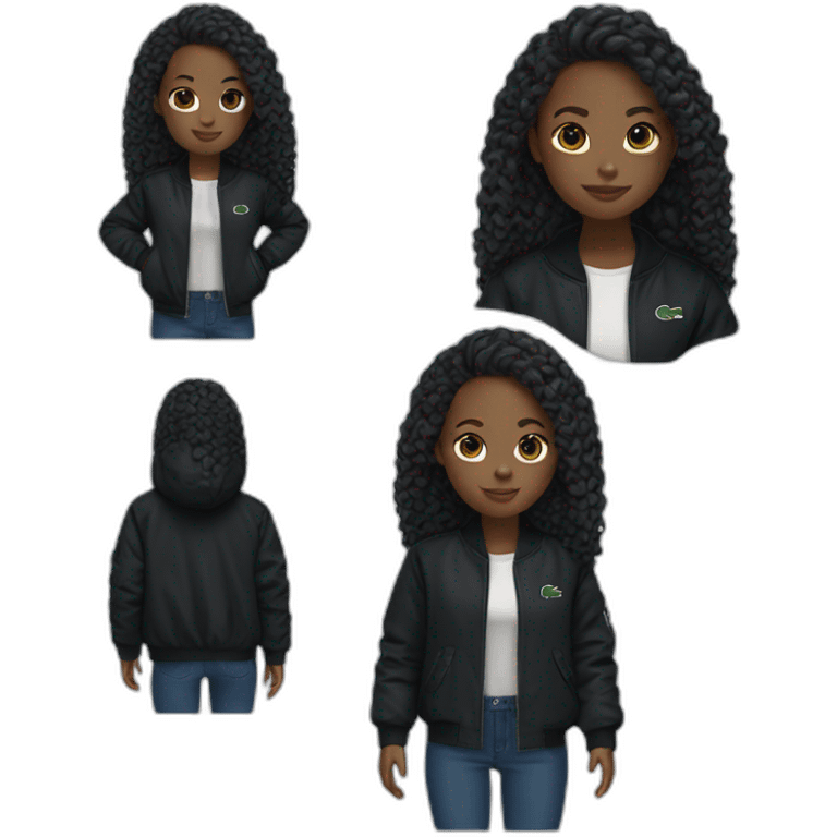 black girl with lacoste black jacket emoji