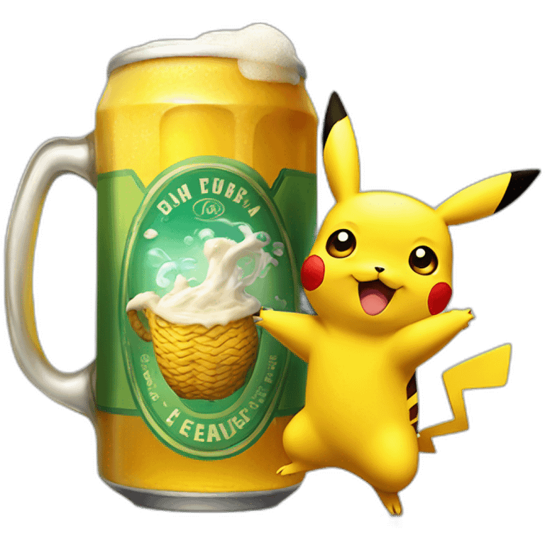 Pikachu qui boit de la bière emoji