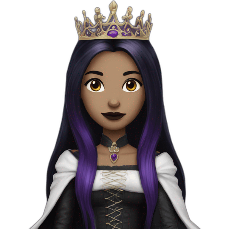 Queen gothic girl long dark black and purple hair emoji