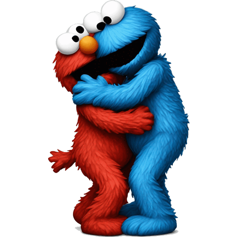 Elmo and Cookie Monster hugging  emoji