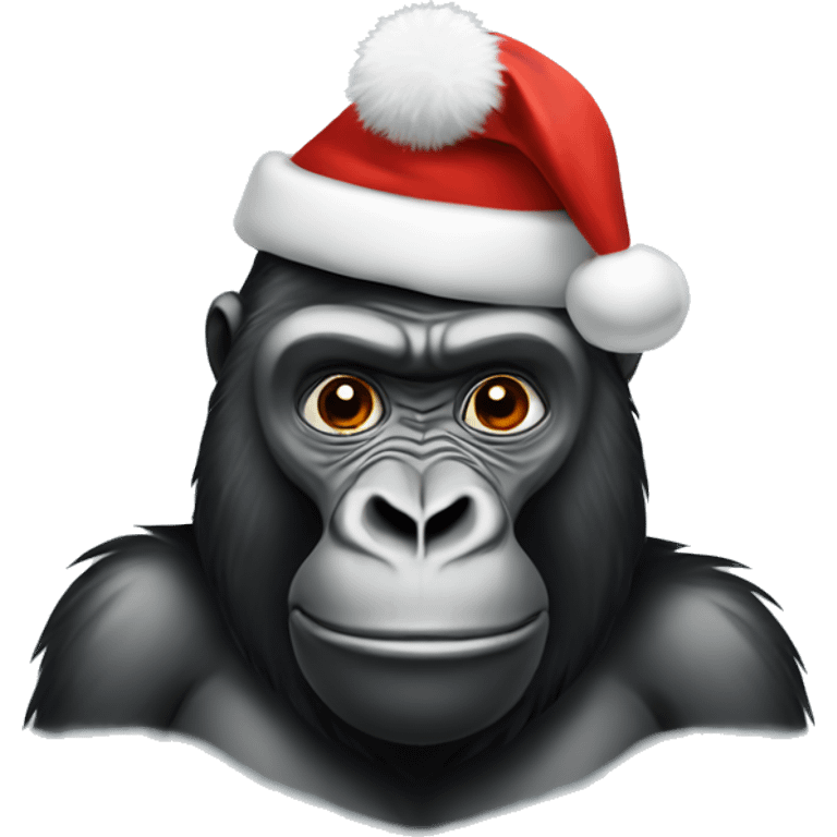 gorilla with a christmas hat emoji